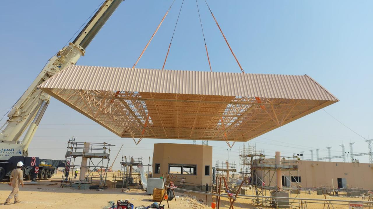 Triocon space frame sunshade for Saudi Aramco Jafurah Gas Compression Plant, Saudi Arabia
