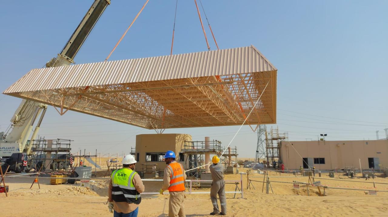 Triocon space frame sunshade for Saudi Aramco Jafurah Gas Compression Plant, Saudi Arabia