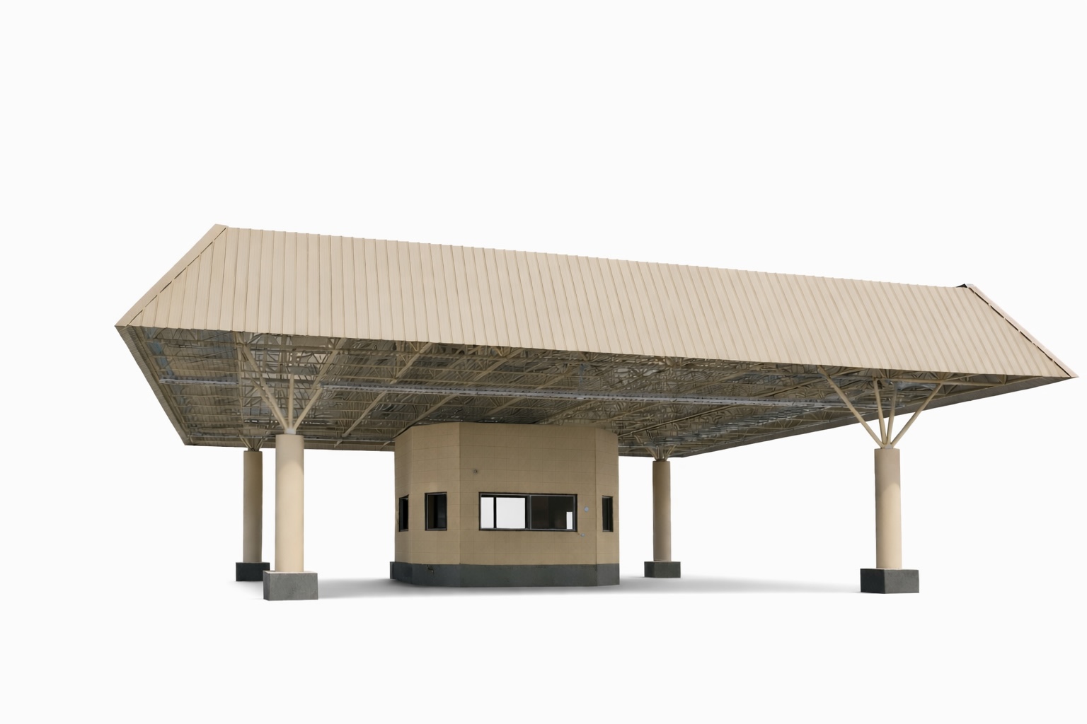 Triocon space frame sunshade with cable trays, lighting and bird mesh, Saudi Aramco Jafurah